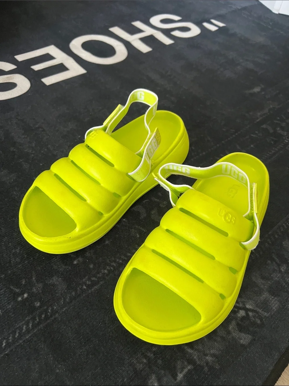 UGG Neon Lime Green Slide Sandals - Picture 1 of 2
